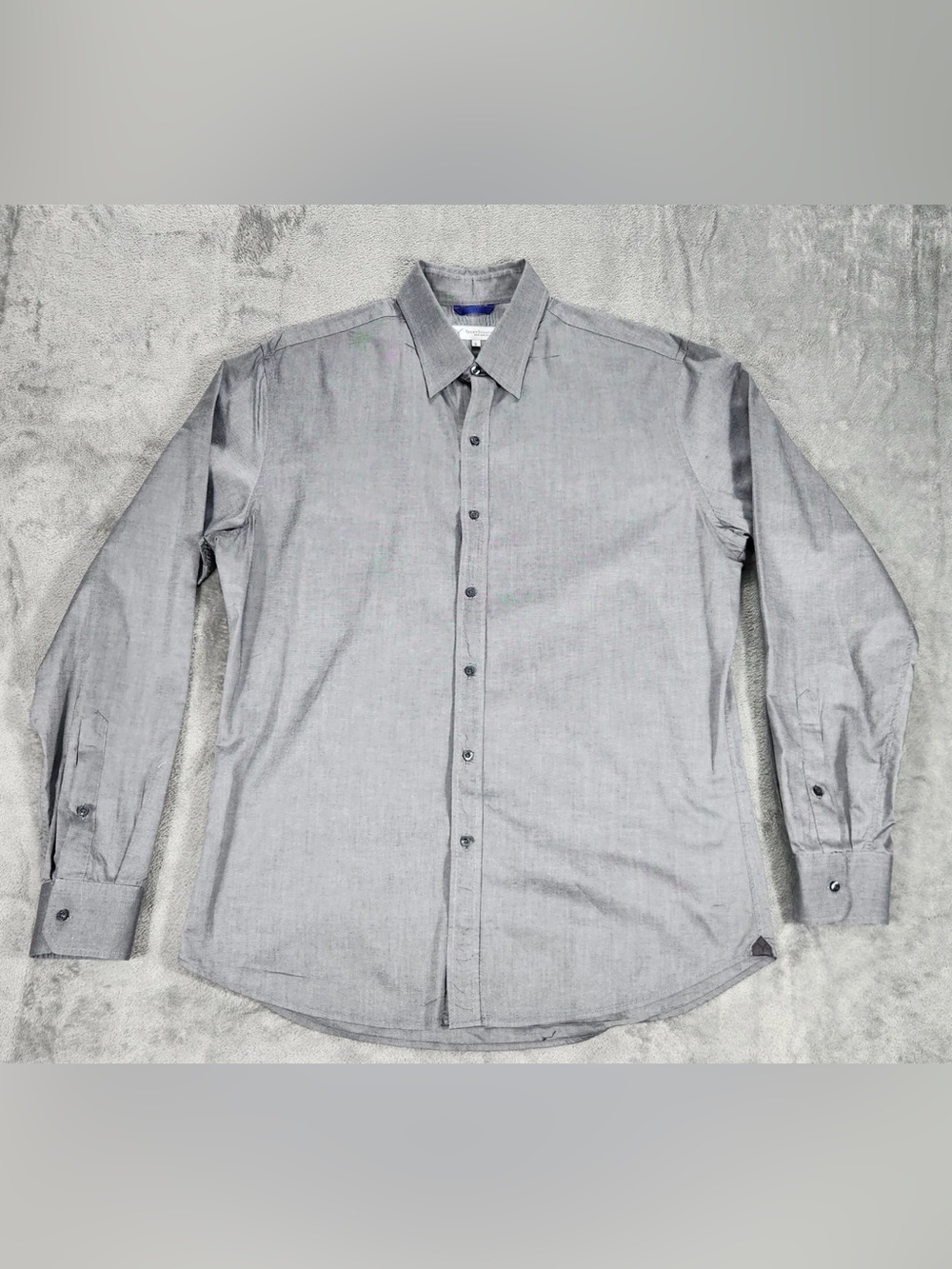 Teddy Stratford Shirt Mens 5 Gray Button Up Front  Zip Long Sleeve Dress Shirt